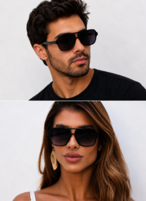 Óculos de Sol Premium Aviador City 3.0 - Preto Degradê - Acetato